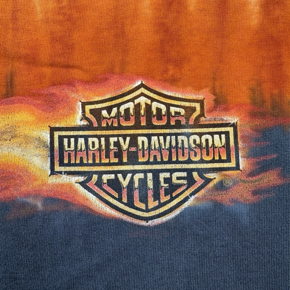 Harley Davidson Shirt XL Tie Dye Long Sleeve USA Motorcycle Flame Vtg Texas - Picture 9 of 15